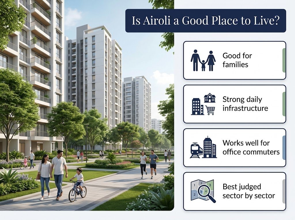 Is Airoli a good Place to live is visible in this image