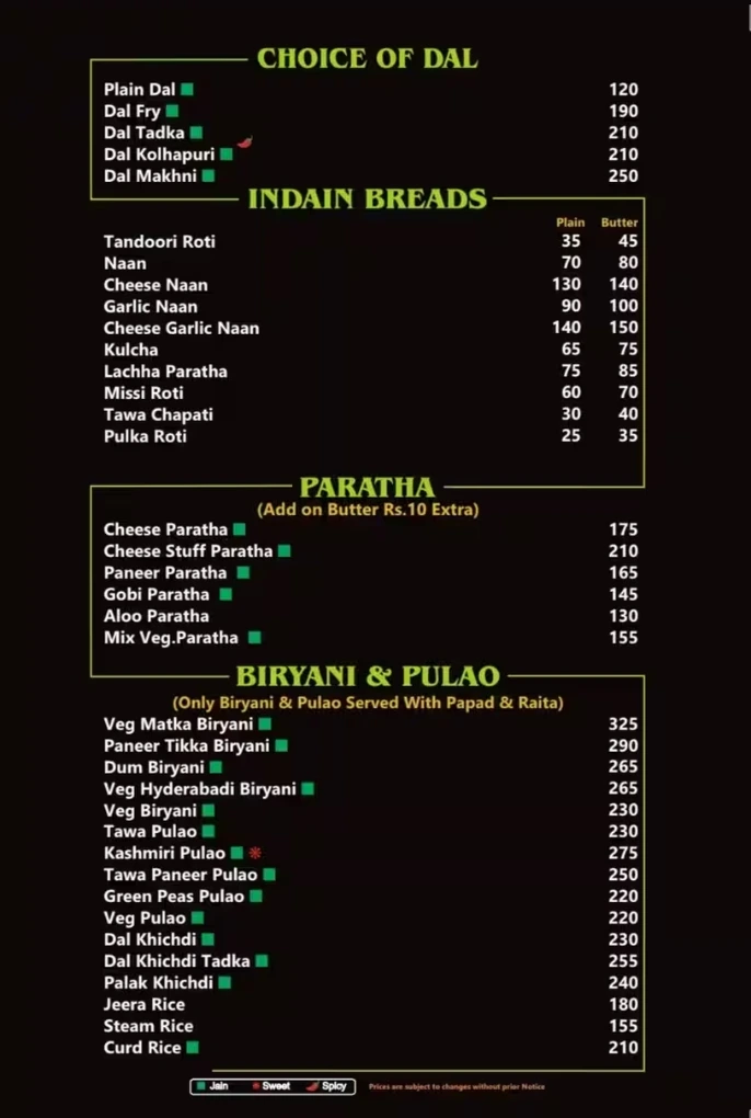 this is menu page 7 of Reva pure veg restaurant vashi