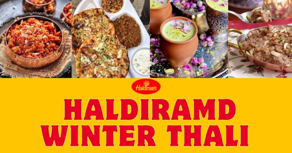 gajar ka halwa,lassi,kesar milk,chole bhature,chaap all in haldirams winter thali