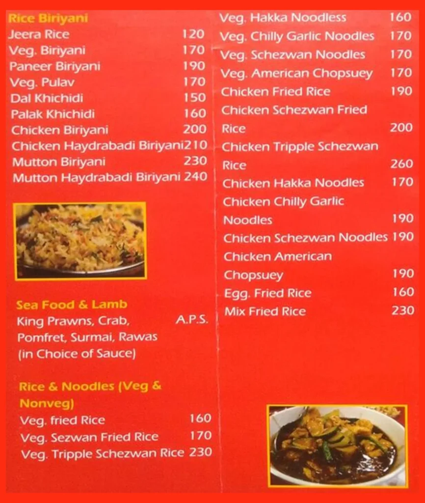 Venkat Presidency Restaurant Menu is visible in this Image.