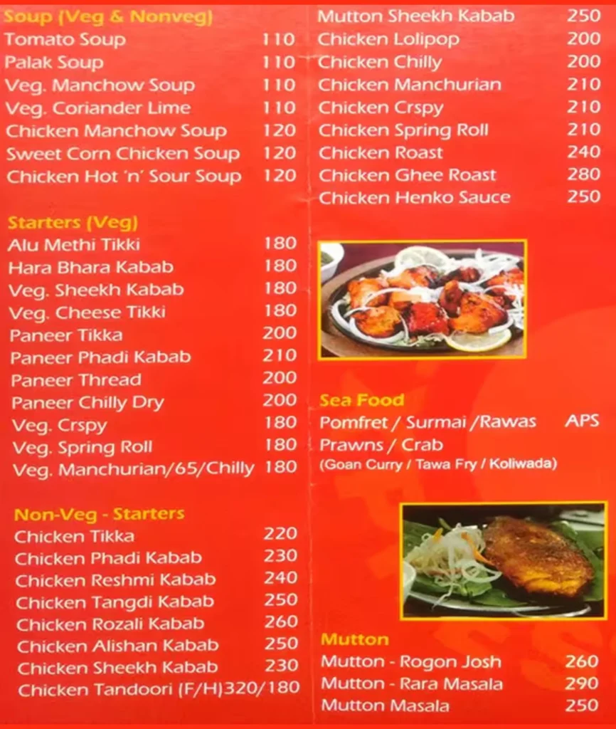 Venkat Presidency Restaurant Menu is visible in this Image.