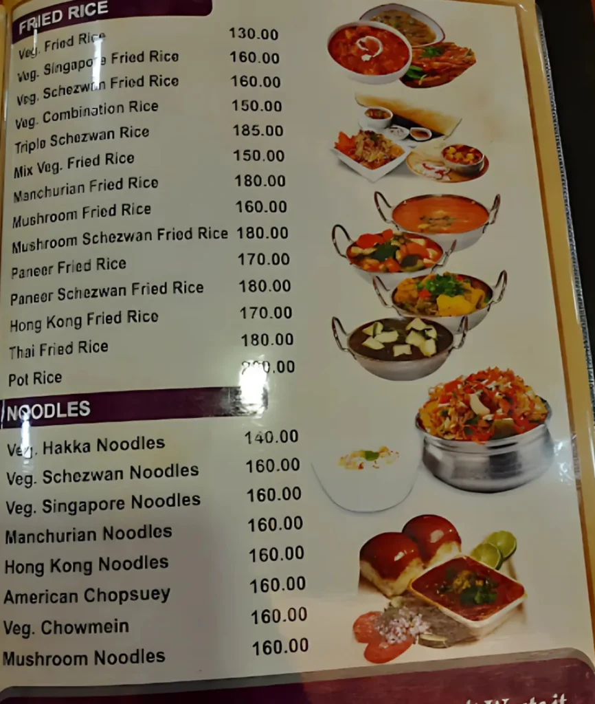 Visawa Pure Veg Menu is Visible in this Image