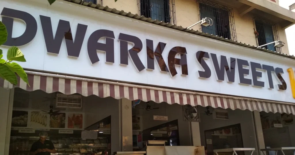 Dwarka Sweets is visible in this image.