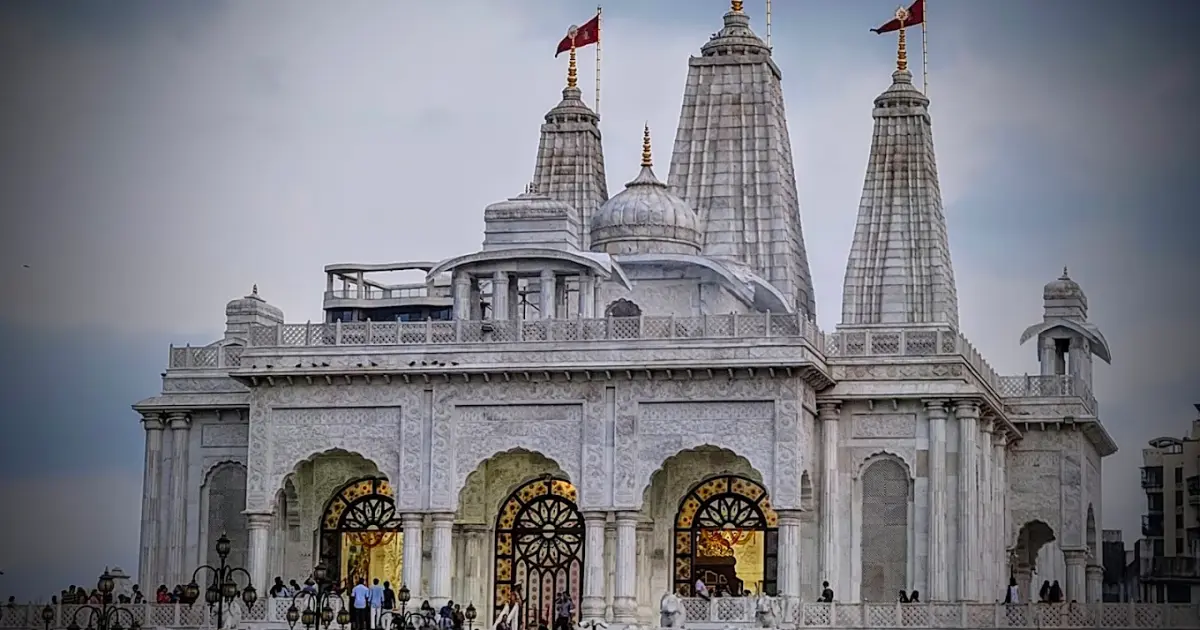 ISKCON Kharghar is visable in this image