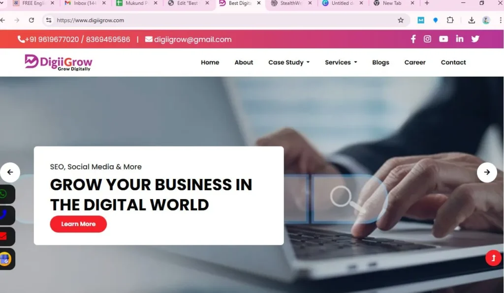 Digiigrow website is visible in this image