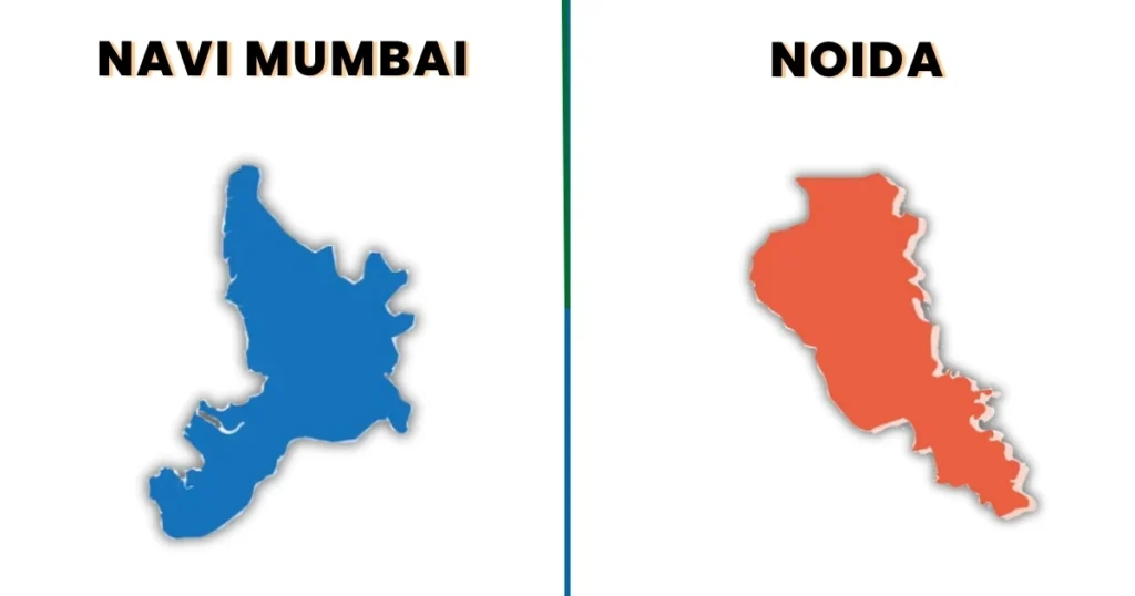 Map Outline of Navi Mumbai and Noida is visible in this image.