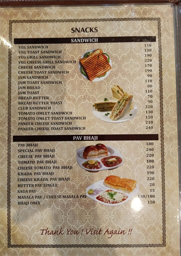 This image is about Rangoli Family Restaurant & Bar menu Pg 2