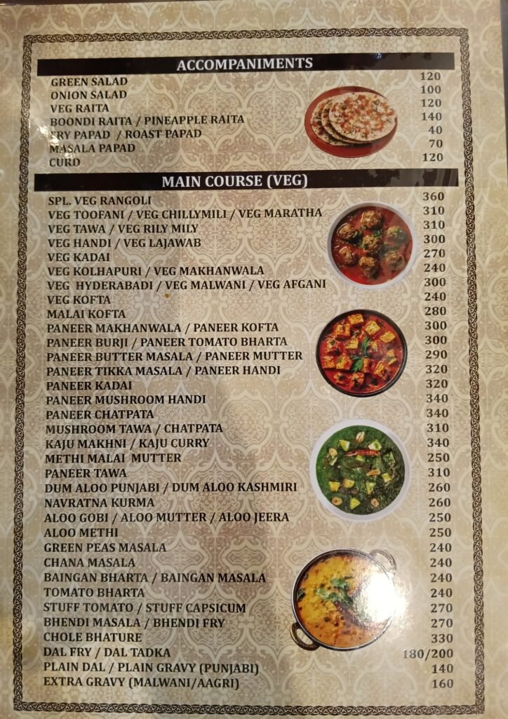 This image is about Rangoli Family Restaurant & Bar menu Pg 5