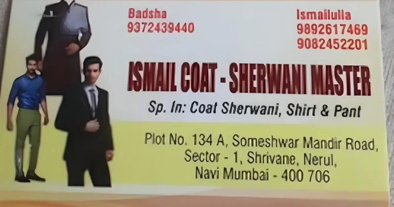 TAILOR ISMAIL COAT SHERWANI MASTER is visible in this image.