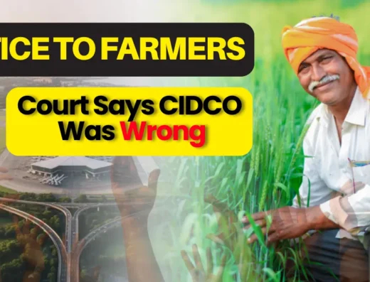 In this image we can see about the news that the farmers won the case against CIDCO and justice was given to Farmers