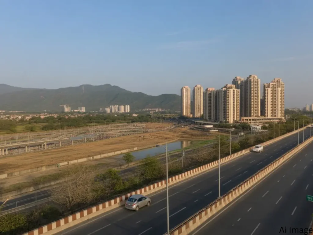 Roads of upper kharghar is visible in this image.