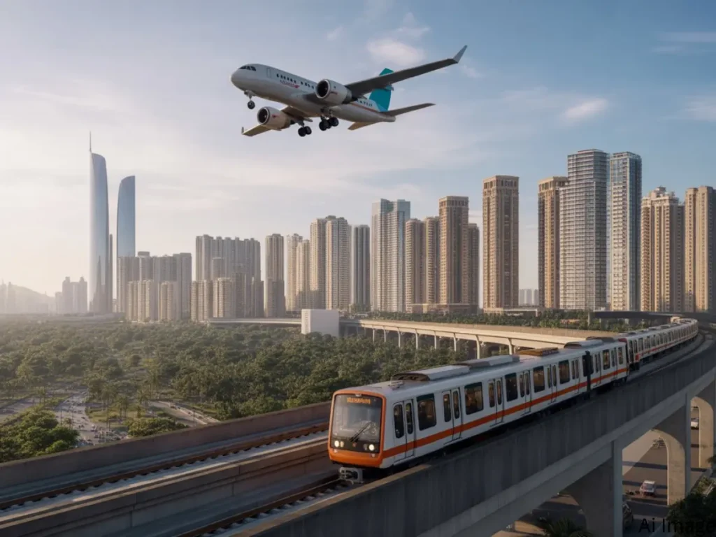In the image below there is a futuristic image of upper kharghar and what it might look like is visible in this image.