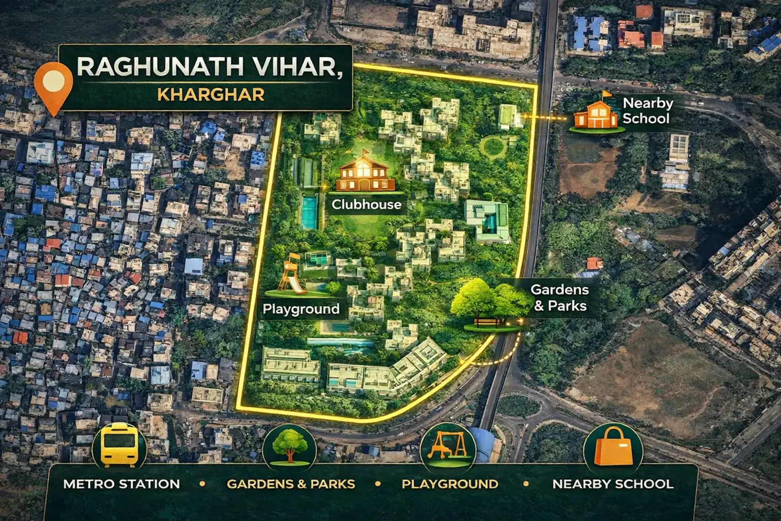 Raghunath Vihar Kharghar Map is visible in this image.