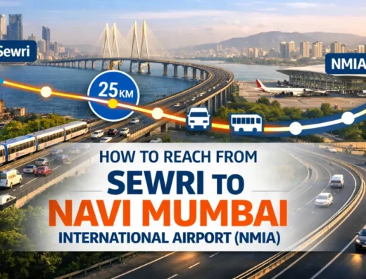 how to reach from sewri to NMIA is visible in this iamge