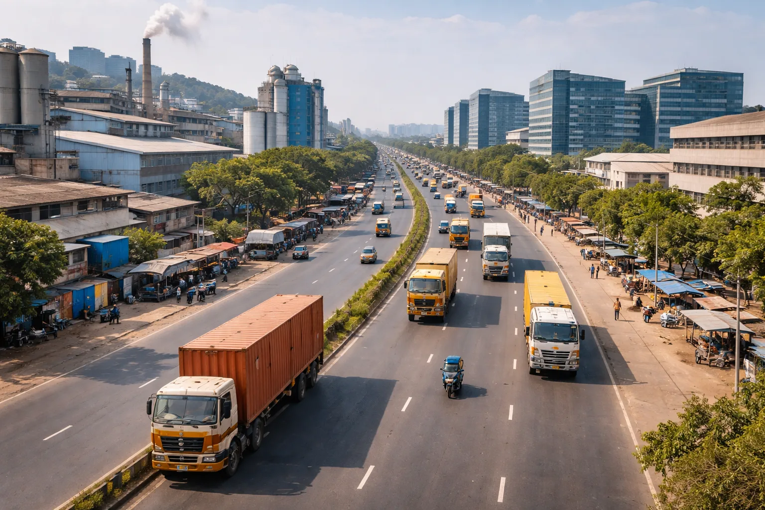 Palm Beach Road Nerul premium residential area with wide roads and high-end buildings