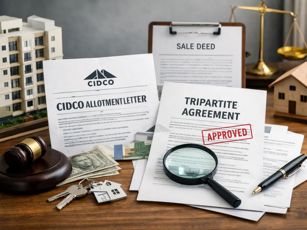 CIDCO property documents verification in Navi Mumbai is visible in this image