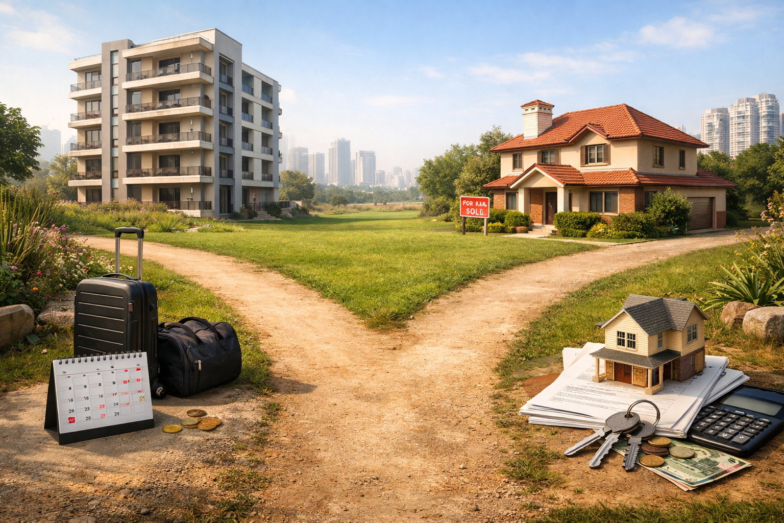 Comparison of renting and buying a home in Panvel showing lifestyle and financial decision factors
