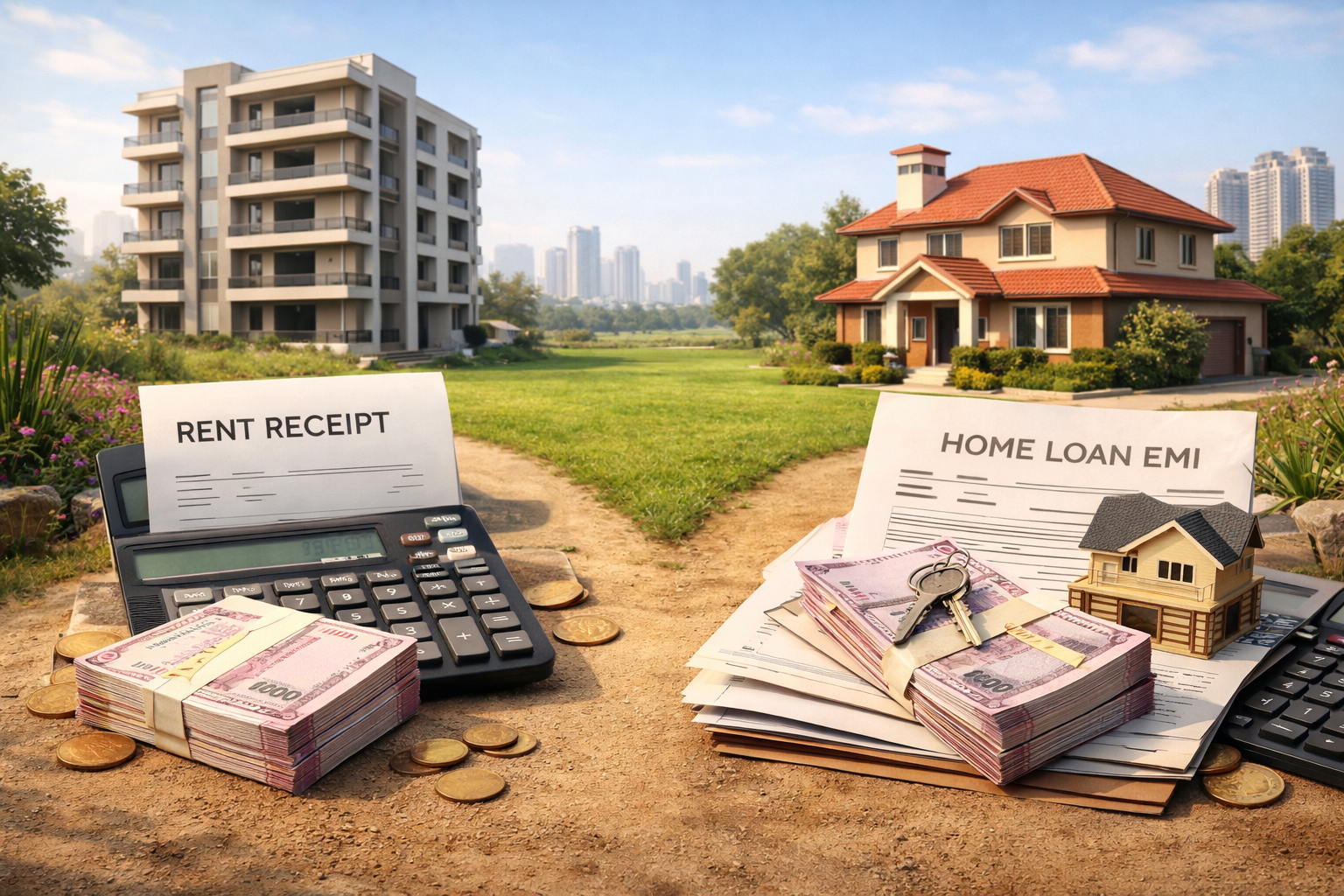 Comparison of monthly rent and home loan EMI in Panvel showing cost difference for buyers