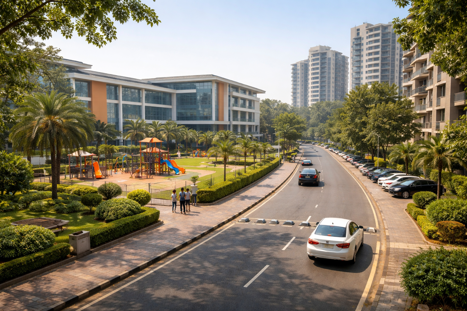 Comparison of busy Vashi streets and calm Nerul residential roads showing daily lifestyle difference