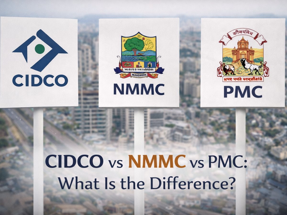 Cidco Navi Mumbai PMC Diffrence is visible in this image
