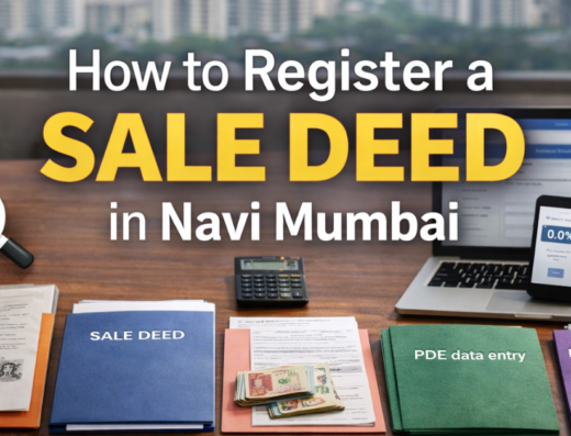 How to Register a Sale Deed in Navi Mumbai Process, Documents, Fees, and Office Steps is visible in this image.