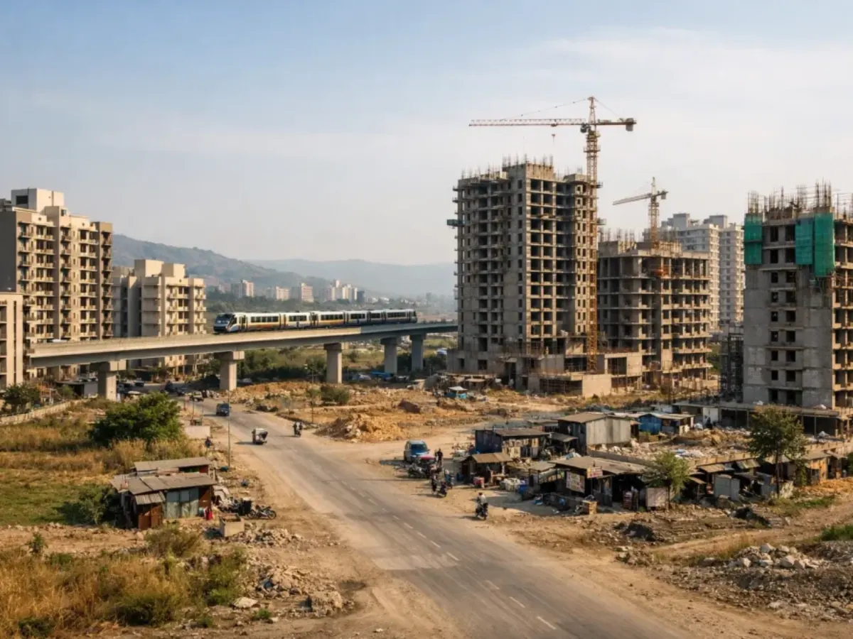 Navi Mumbai Metro Line 1 near Taloja showing improved connectivity and housing demand growth