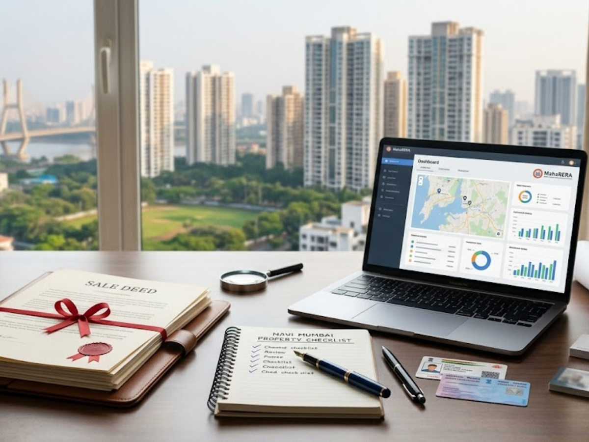 Navi Mumbai Property Due Diligence Checklist is visible in this image.