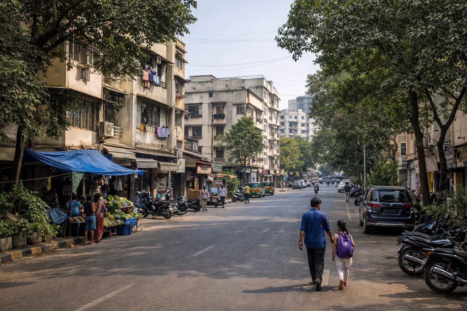 Nerul East residential area with schools and established housing societies