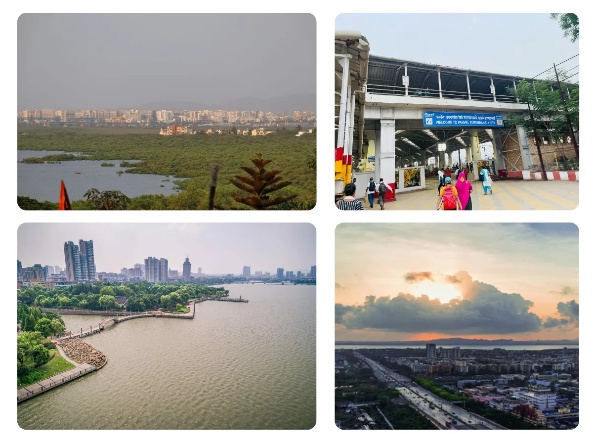 Panvel city skyline and residential buildings Navi Mumbai is visiblr in this image