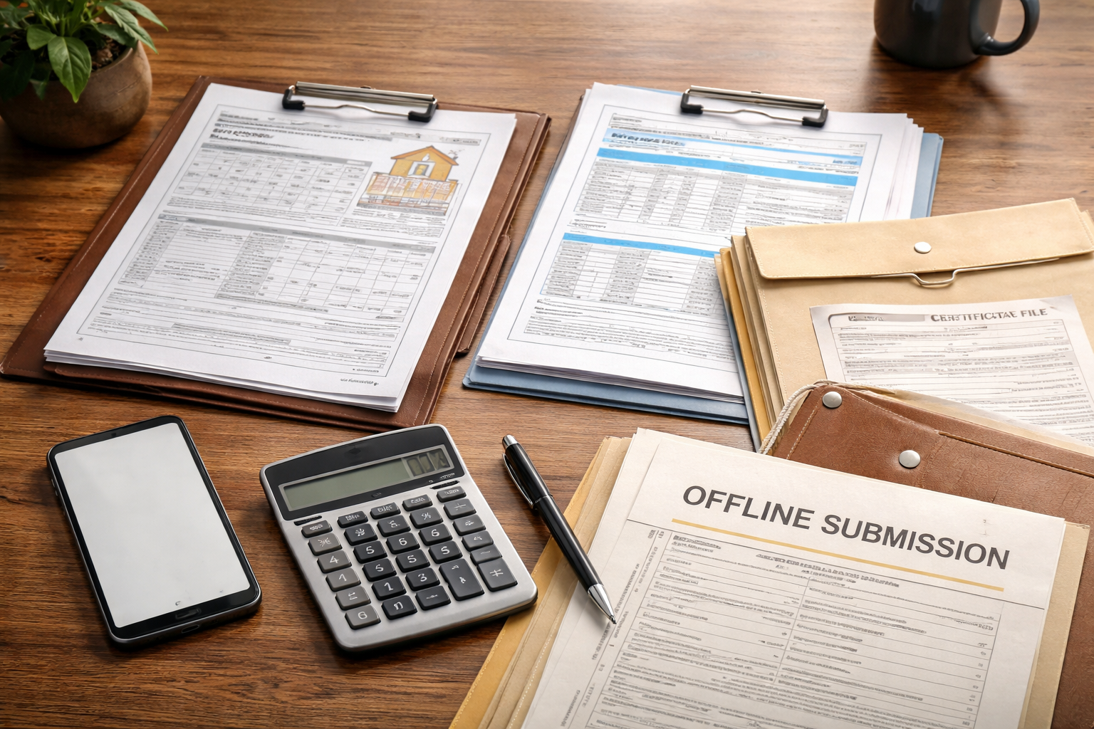 Property tax, water bill, and municipal document workflow desk in Navi Mumbai context.