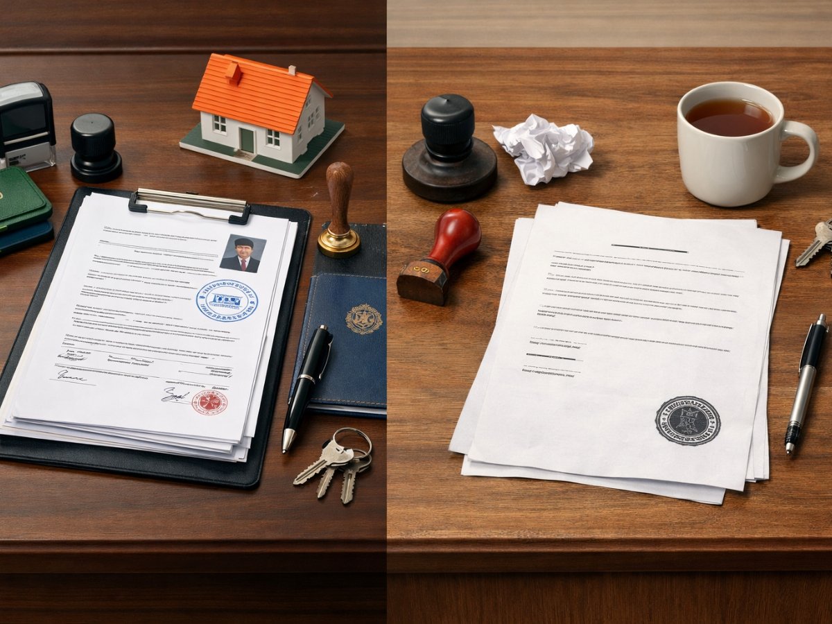 Registered agreement vs notarized paper is visible in this image.