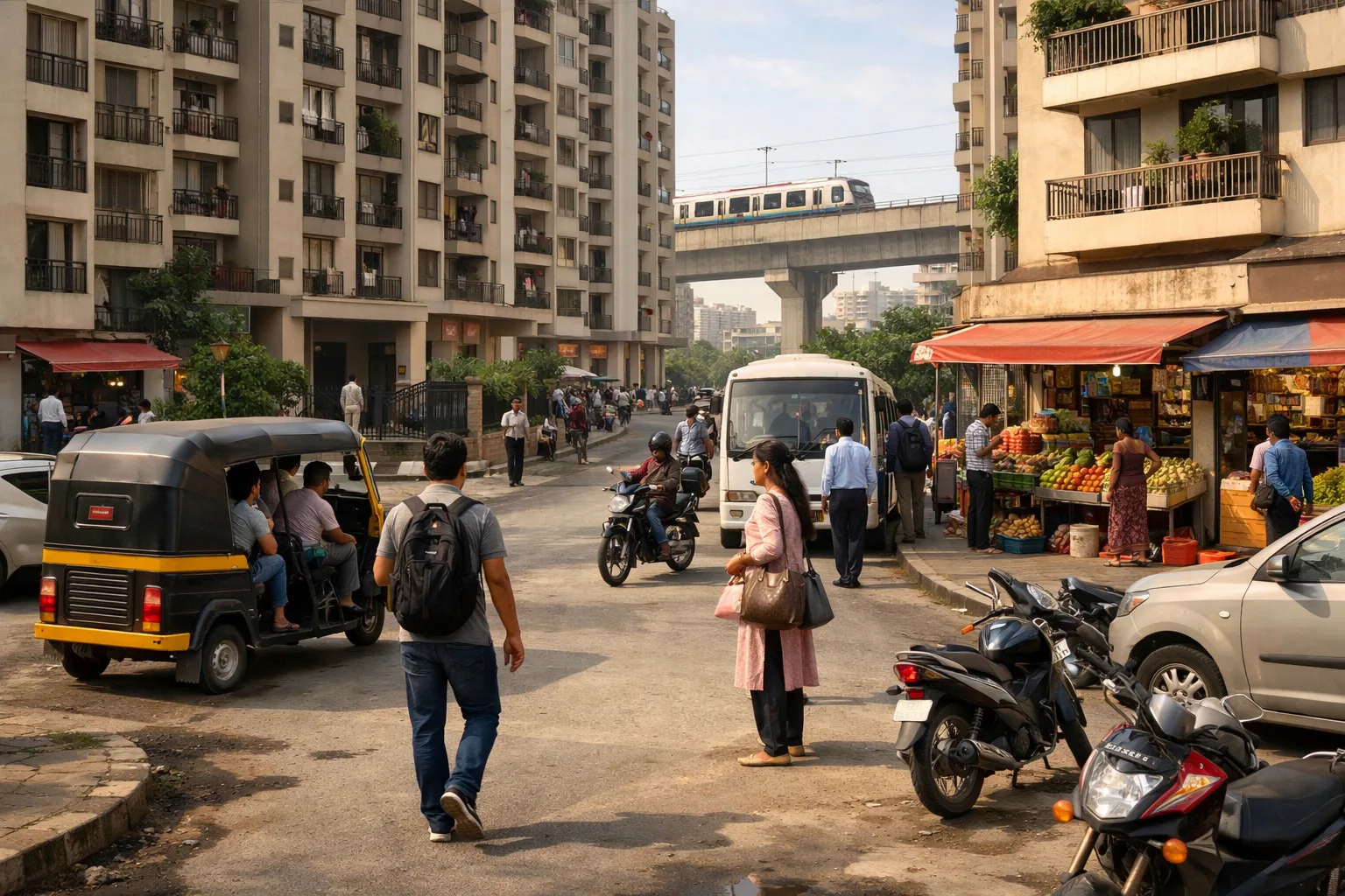 EMI versus rent decision in Taloja with calculator, housing paperwork, and apartment background