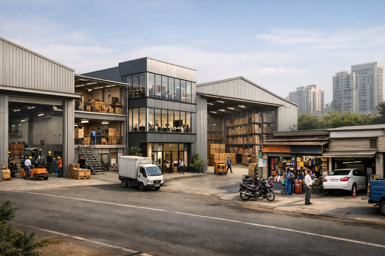 Leasehold industrial property documents in Navi Mumbai with transfer papers, lease agreements, approval files, stamp papers, and official records