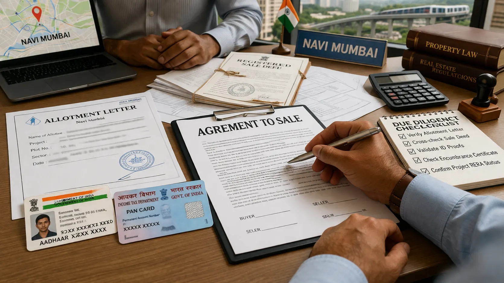 Property due diligence and document verification with allotment letter in Navi Mumbai