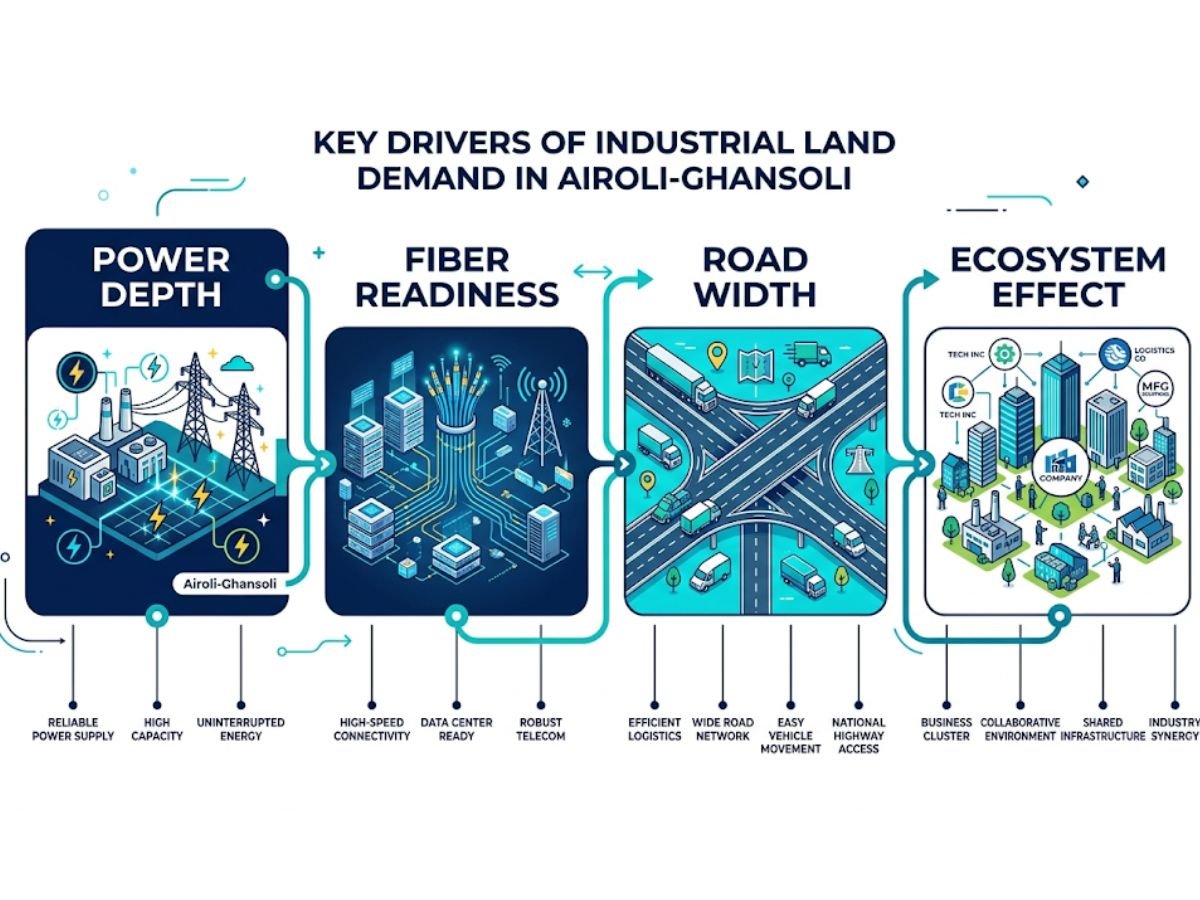 What is actually driving the Airoli-Ghansoli industrial land and tech-infra trend?