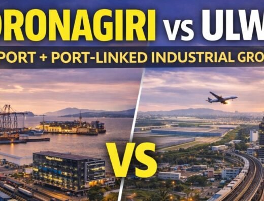 Dronagiri vs Ulwe for Airport and Port-Linked Industrial Growth is visible in this image.