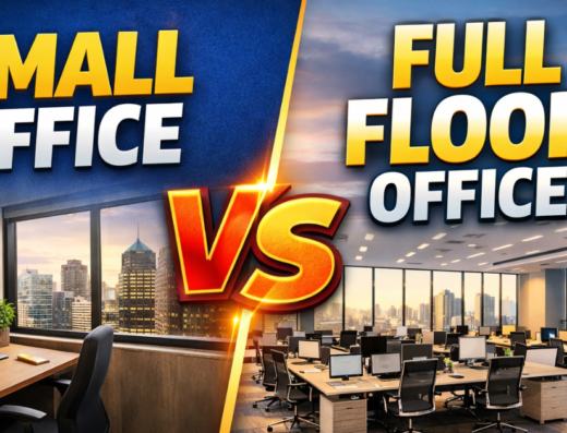 Older strata office building in CBD Belapur with smaller office units, aging common areas, and limited parking comfort