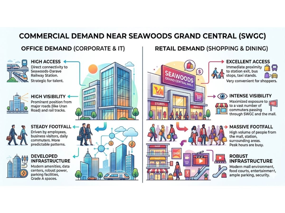 Does Seawoods Grand Central strengthen office demand and retail demand in the same way?