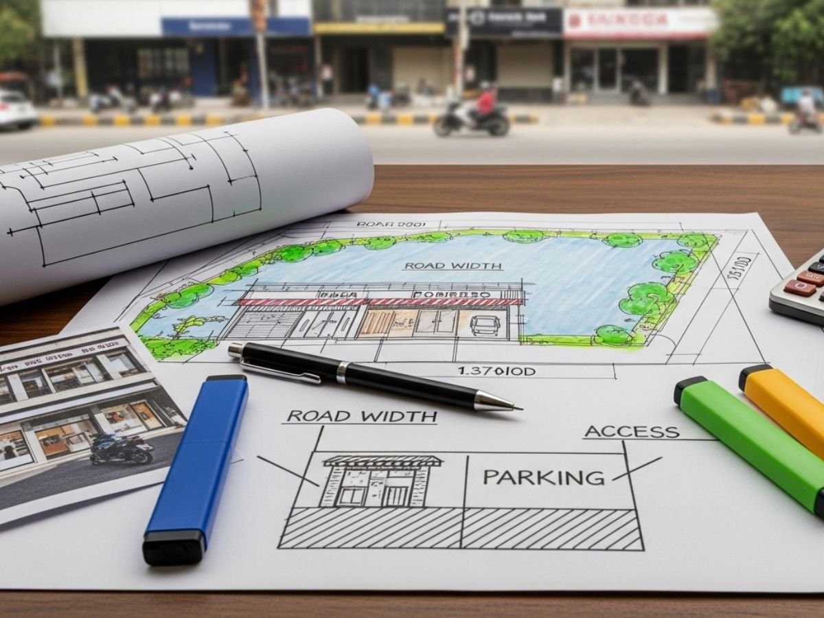 How do frontage, parking, road width, and walkability change the answer is visible in this image.