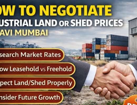 How to Negotiate Industrial Land or Shed Prices in Navi Mumbai is visible in this image.