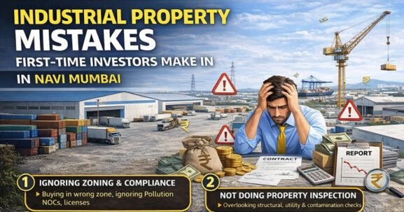 Industrial Property Mistakes First-Time Investors Make in Navi Mumbai is visible in this image.