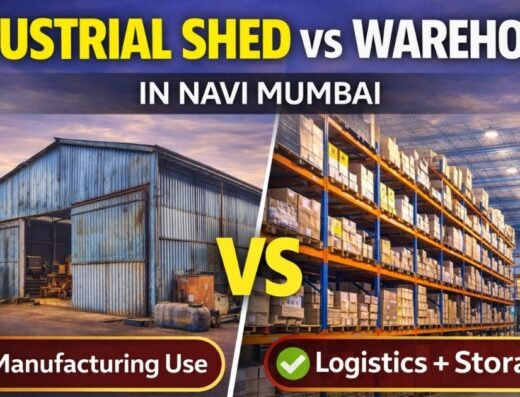 Industrial Shed vs Warehouse in Navi Mumbai is visible in this image.