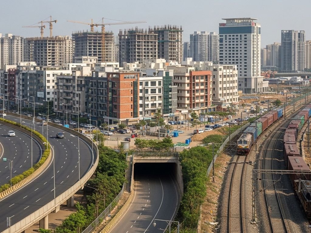 Commercial property comparison scene in Navi Mumbai for Kharghar vs Panvel business decision