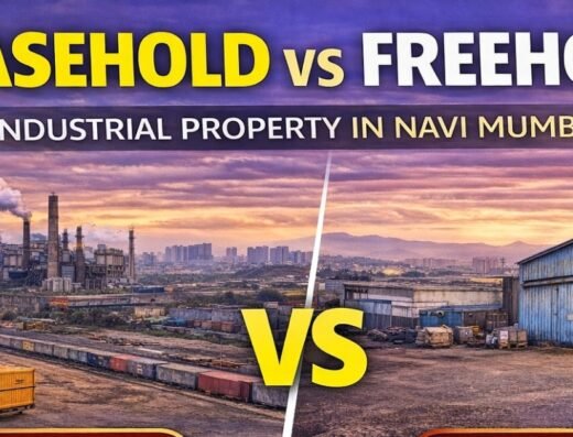 Leasehold vs Freehold Industrial Property in Navi Mumbai is visible in this image.