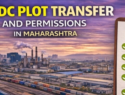 MIDC Plot Transfer and Permissions in Maharashtra is visible in this image.