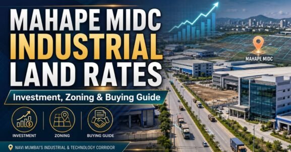 Mahape MIDC Industrial Land Rates Investment, Zoning and Buying Guide is visible in this image.