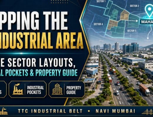 Mapping the TTC Industrial Area Mahape Sector Layouts, Industrial Pockets and Property Guide is visible in this image.