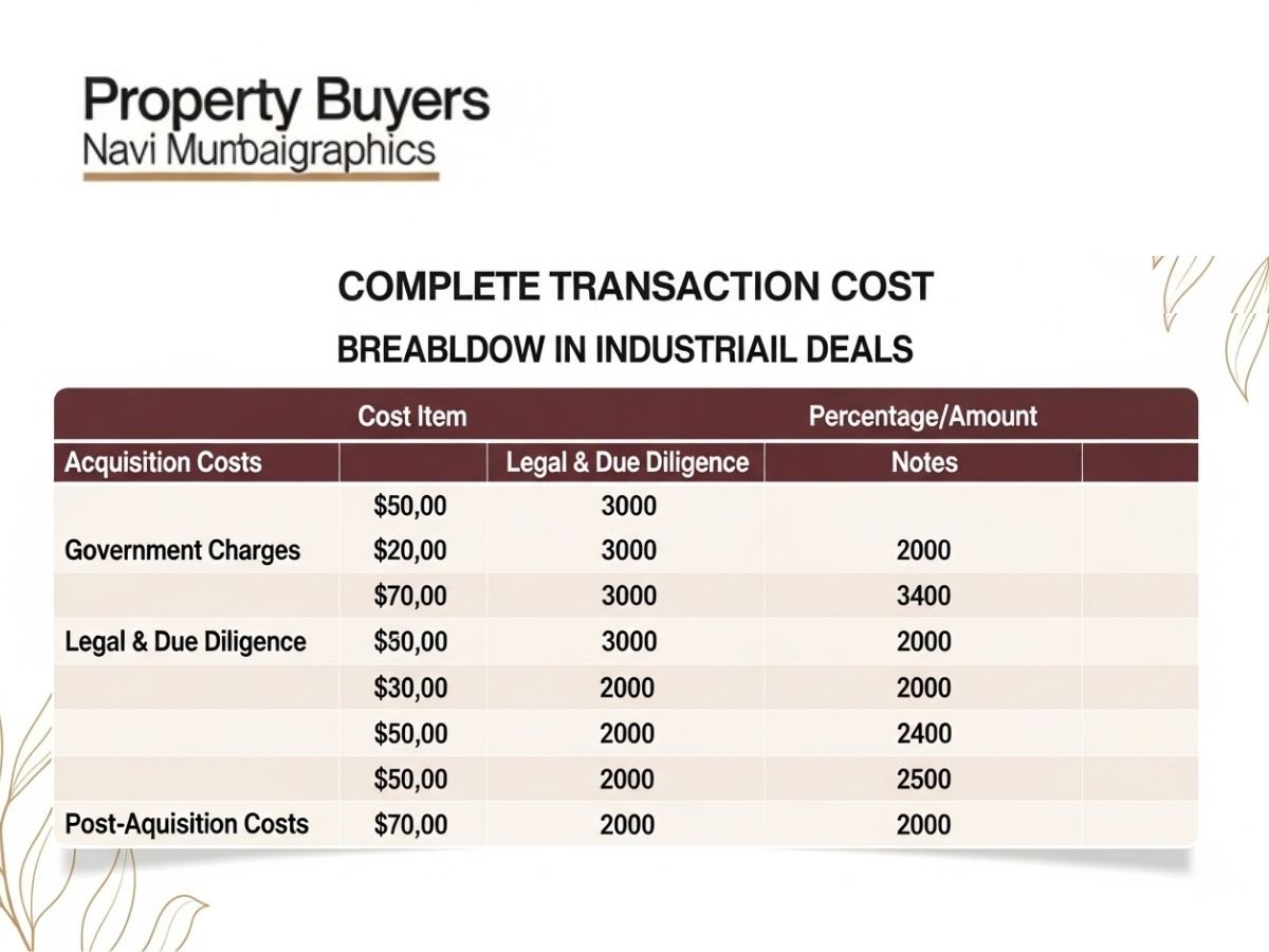 Navi Mumbai Industrial Transaction Cost Breakdown Infographic is visible in this image.
