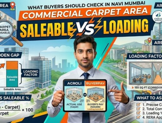 Commercial Carpet Area vs Saleable Area vs Loading in Navi Mumbai: What Buyers Should Check
