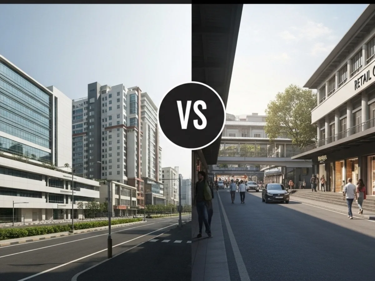 Comparison of commercial property rates, rents, and yields in different Navi Mumbai market types